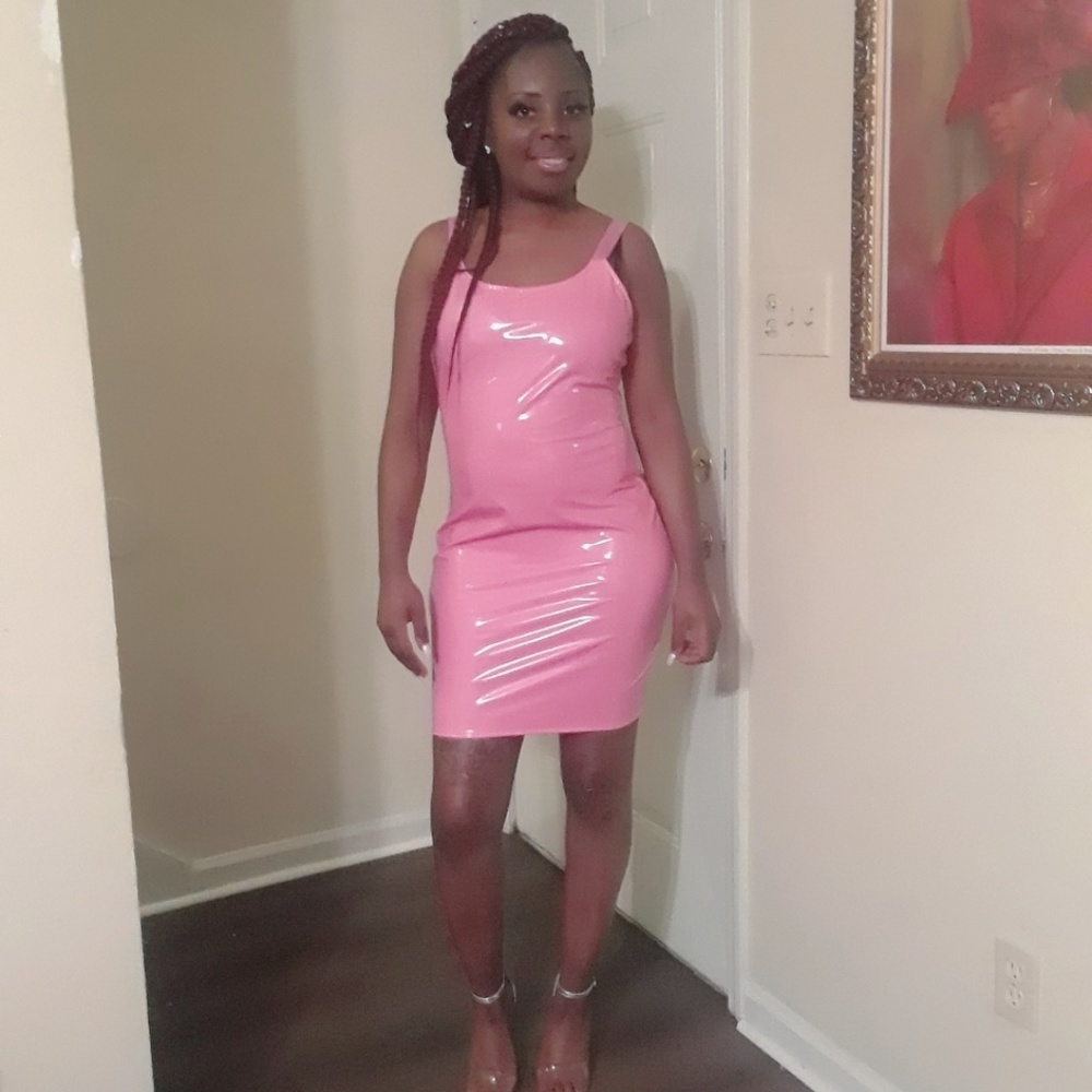 Pink latex dress